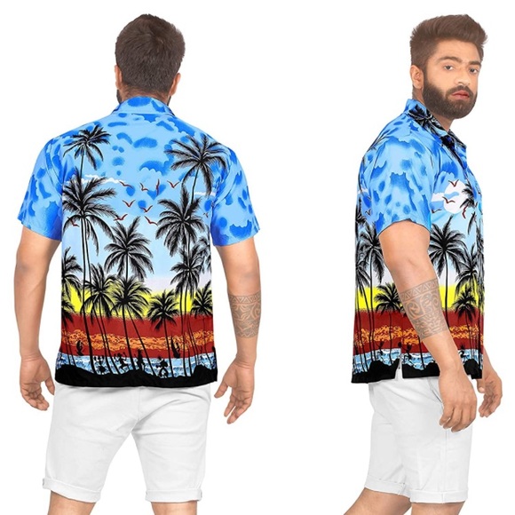 (1718) LA LEELA Men's Hawaiian Beach Button Down Casual Shirts 4XL NWOT - Picture 4 of 6